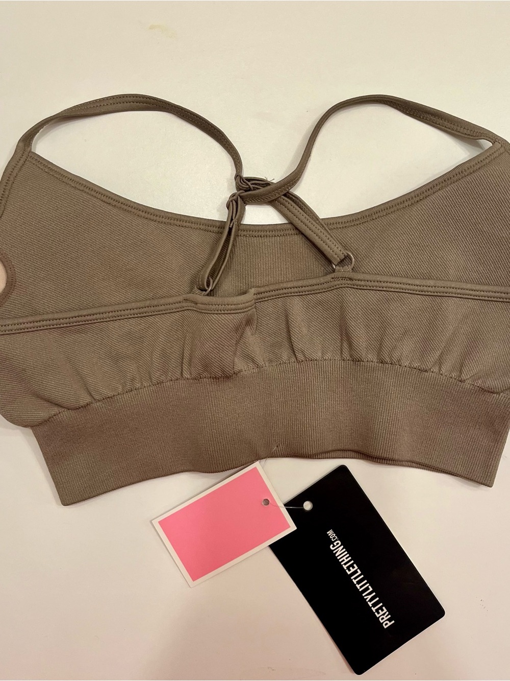 PrettyLittleThing Taupe & Pink Seamless Sports Bralettes - Picture 2 of 7